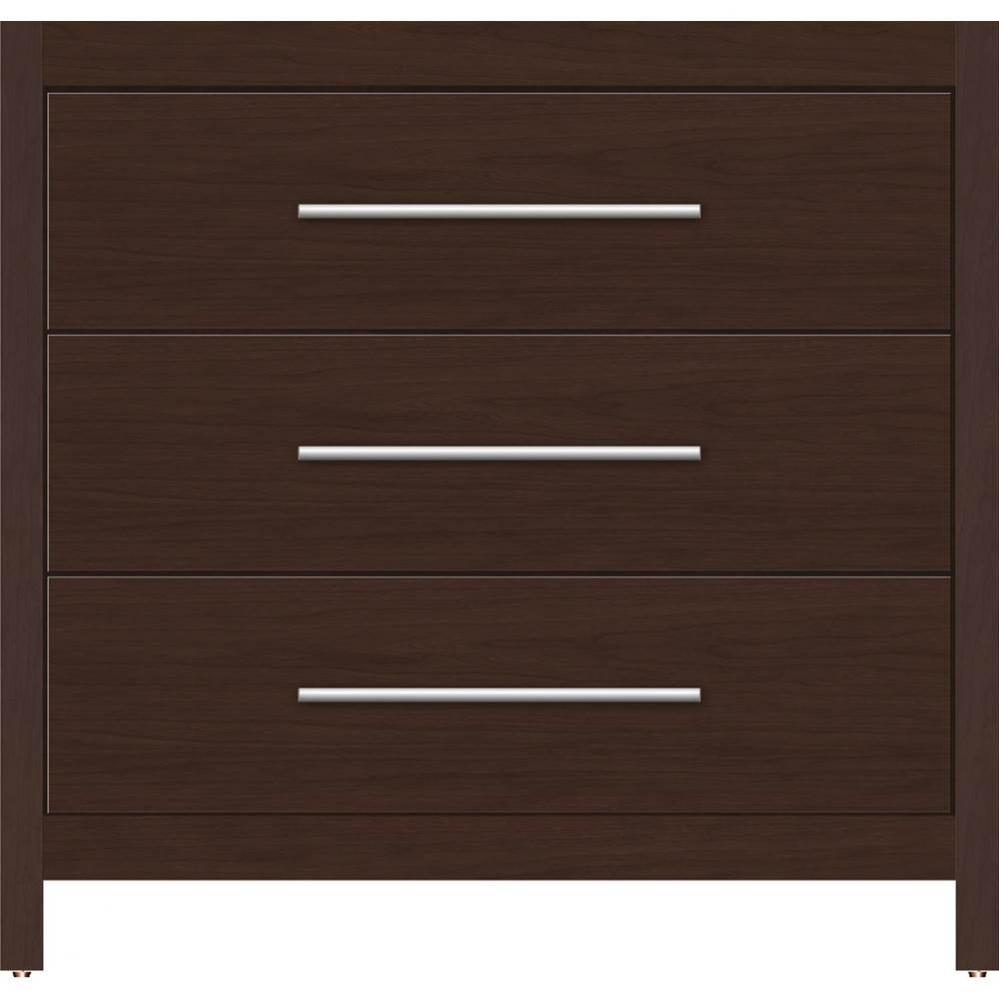 36 X 18.5 X 34.5 Belltown Vanity Slab Choc Cherry 3 Drw