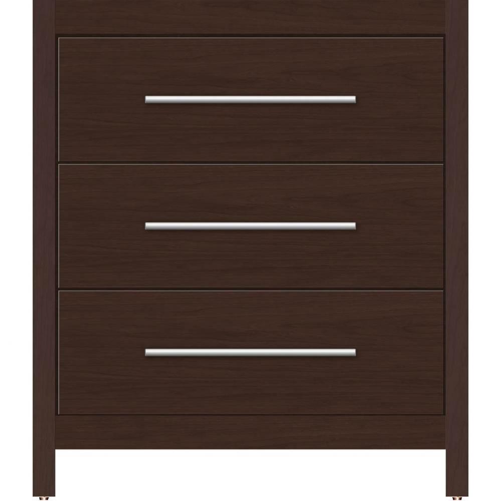 30 X 18.5 X 34.5 Belltown Vanity Slab Choc Cherry 3 Drw