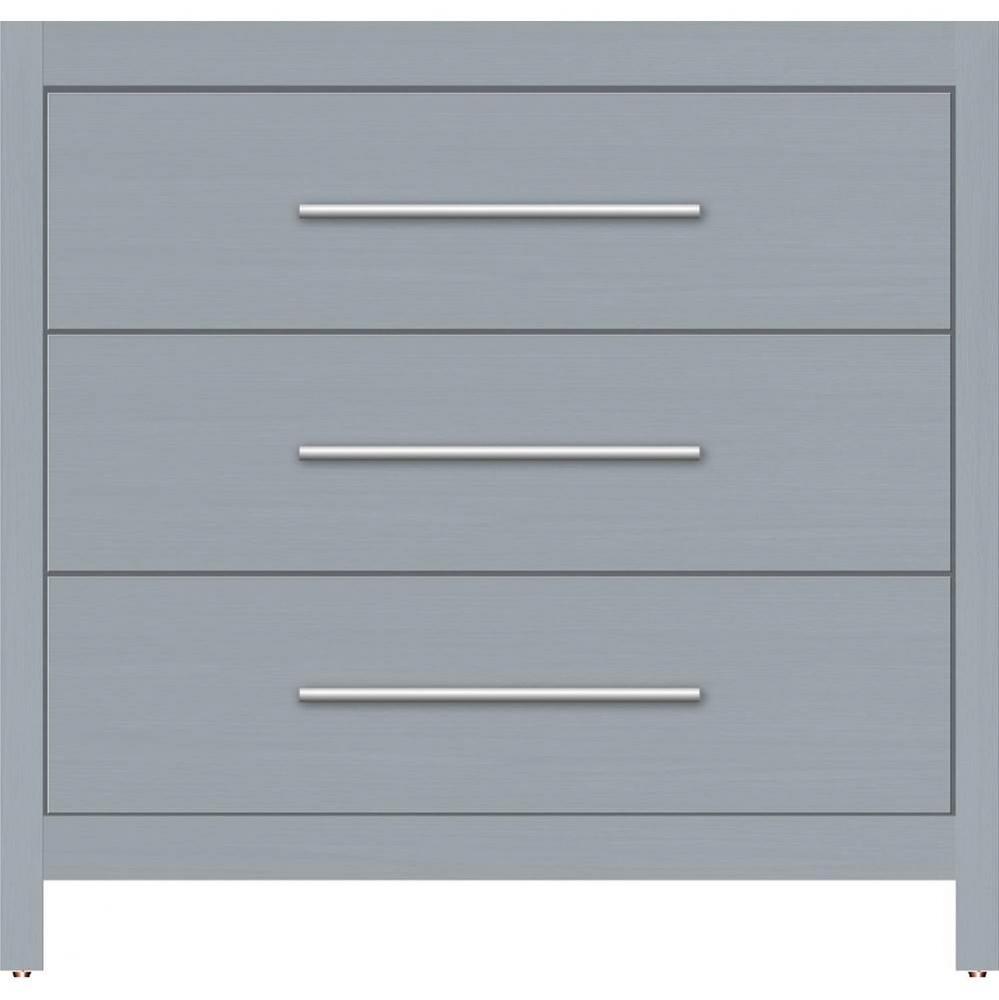 36 X 18.5 X 34.5 Belltown Vanity Slab Silver Oak 3 Drw