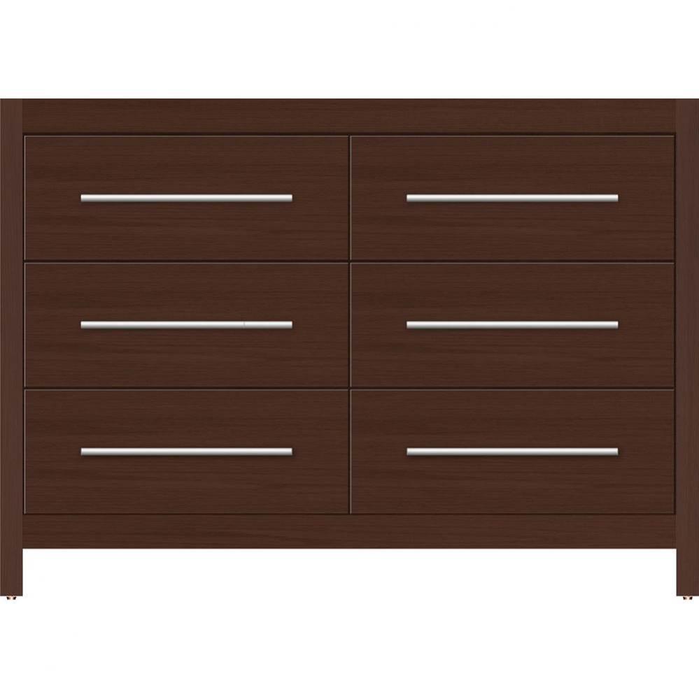 48 X 18.5 X 34.5 Belltown Vanity Slab Choc Oak 6 Drw