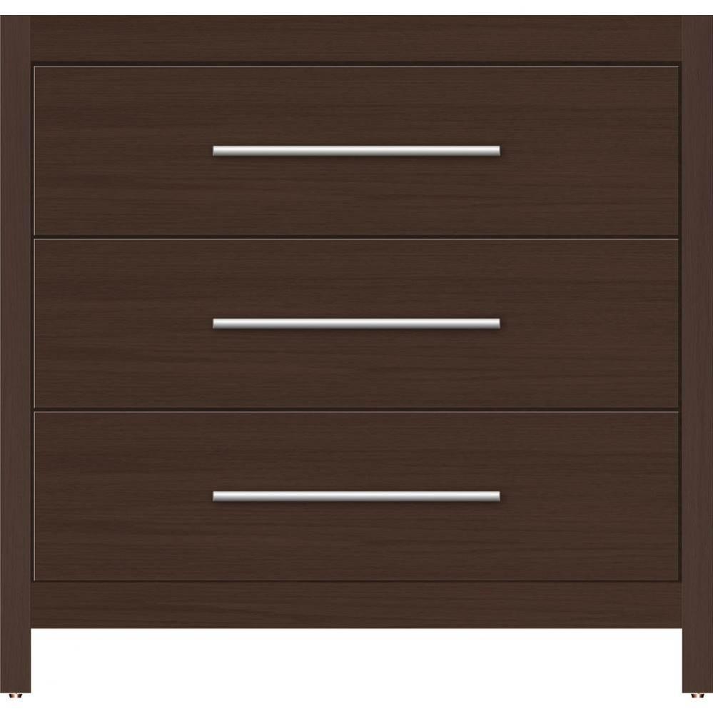 36 X 18.5 X 34.5 Belltown Vanity Slab Choc Oak 3 Drw