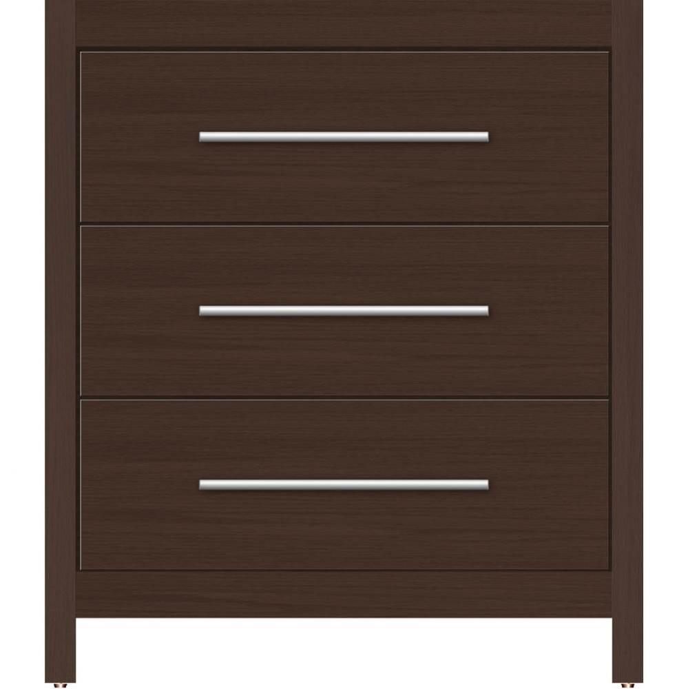 30 X 21 X 34.5 Belltown Vanity Slab Choc Oak 3 Drw