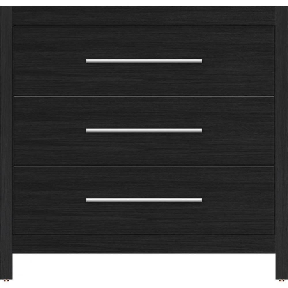 36 X 18.5 X 34.5 Belltown Vanity Slab Midnight Oak 3 Drw