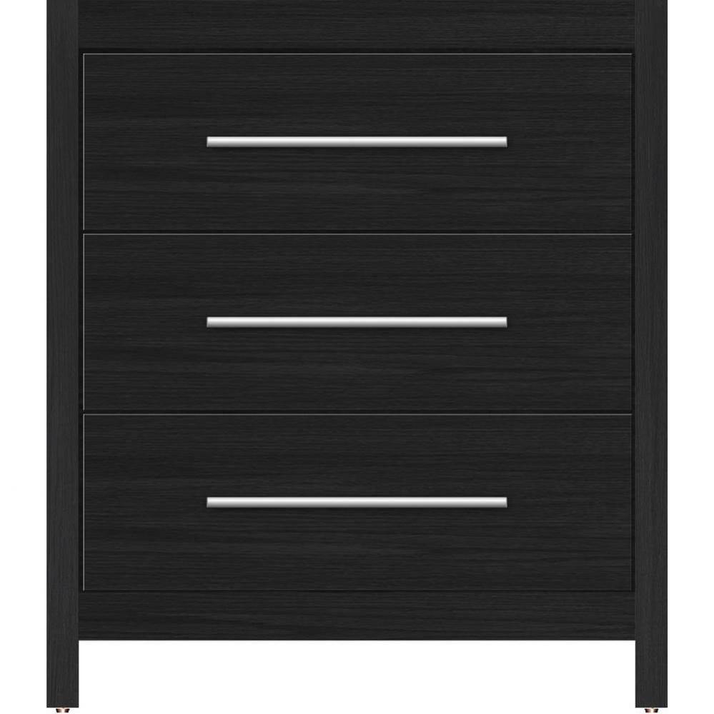 30 X 21 X 34.5 Belltown Vanity Slab Midnight Oak 3 Drw