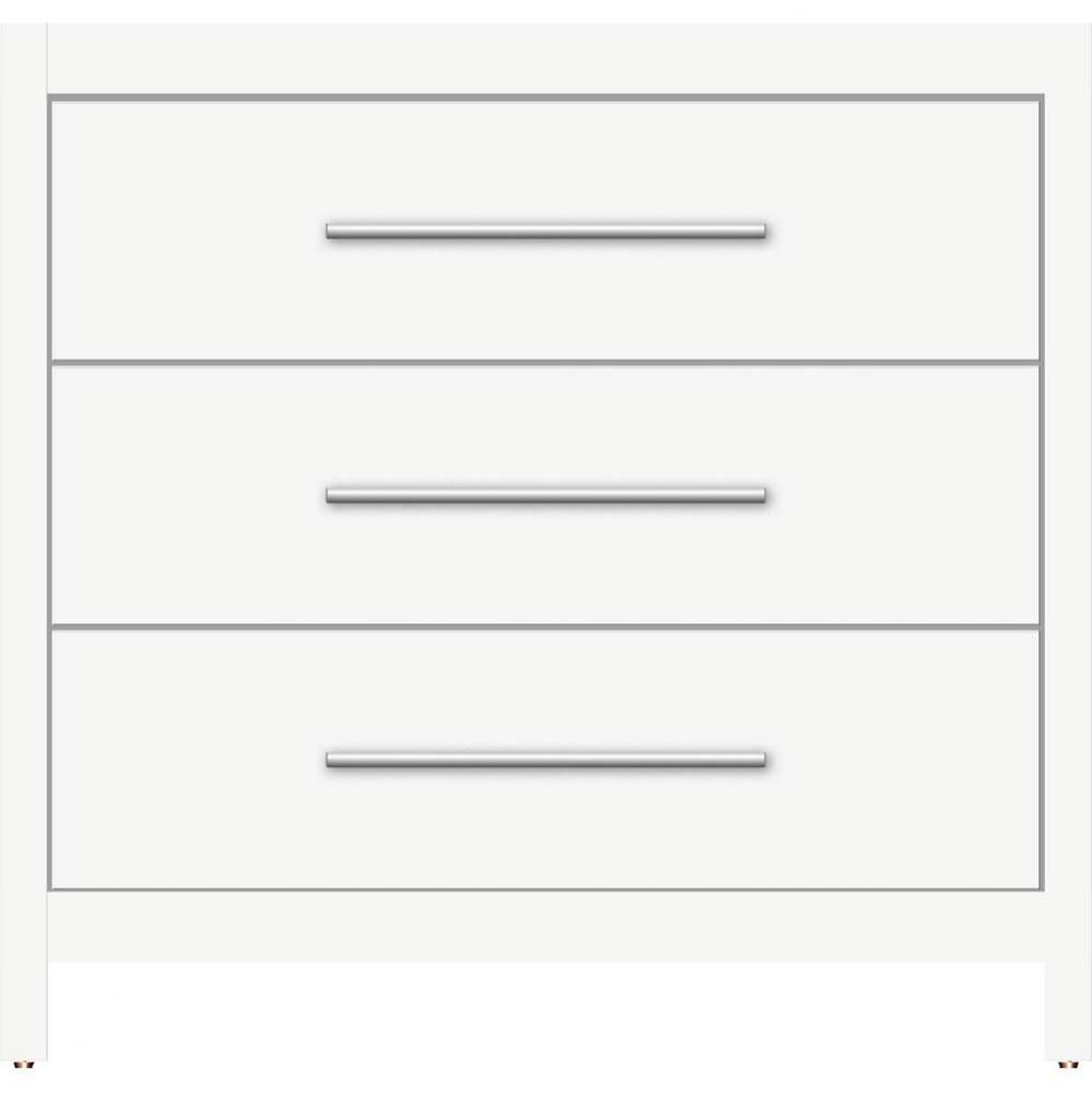36 X 18.5 X 34.5 Belltown Vanity Slab Sat White 3 Drw