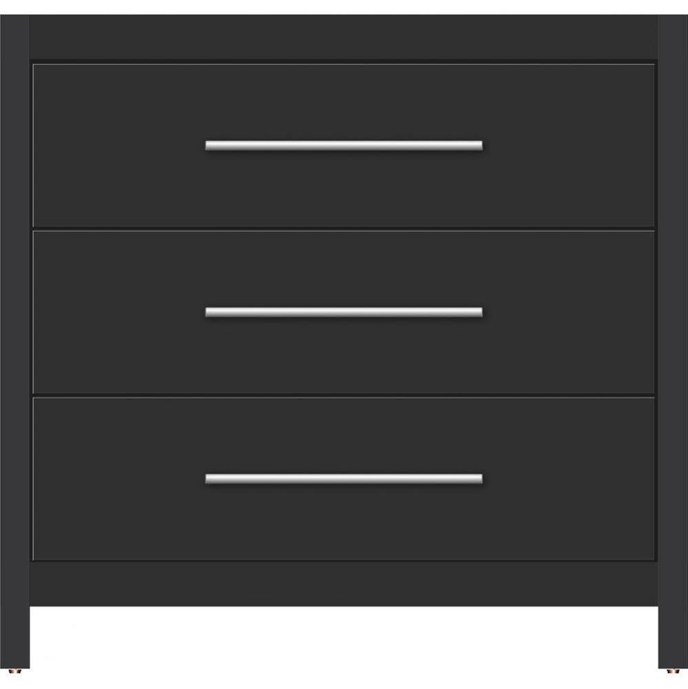 36 X 18.5 X 34.5 Belltown Vanity Slab Sat Black 3 Drw