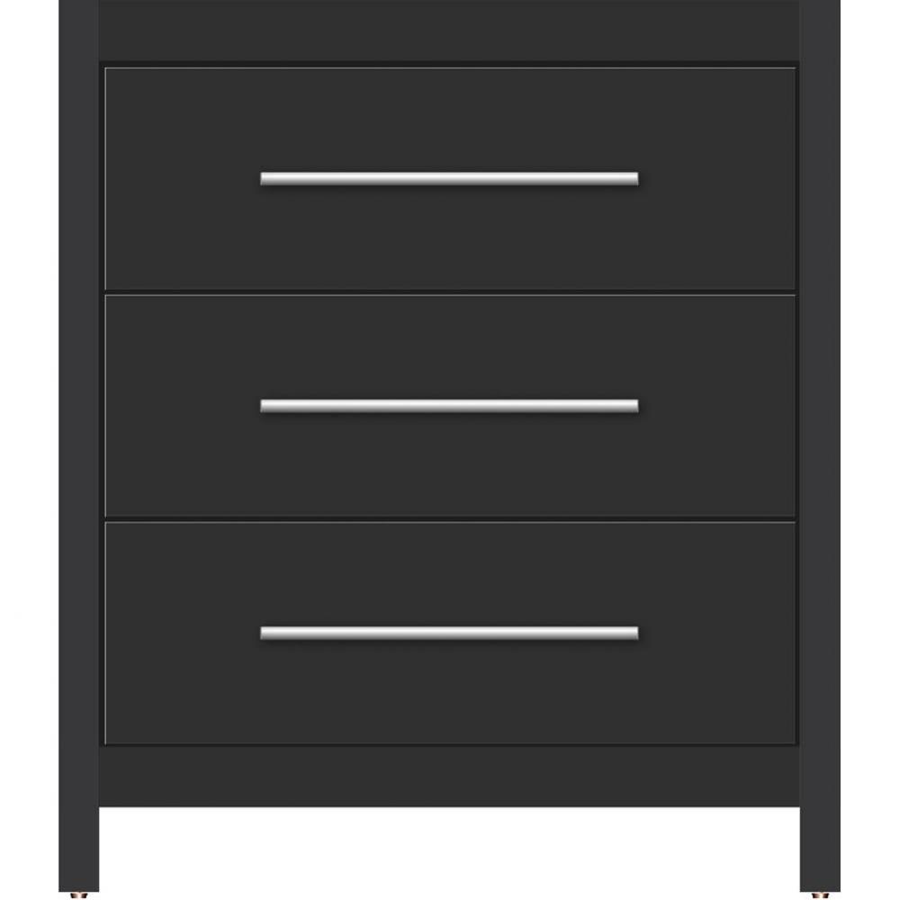 30 X 21 X 34.5 Belltown Vanity Slab Sat Black 3 Drw