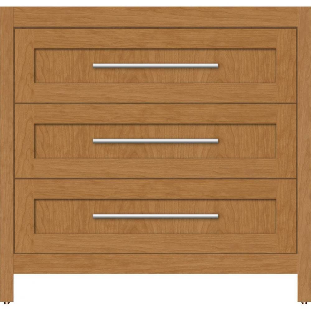 36 X 21 X 34.5 Belltown Vanity Shaker Nat Cherry 3 Drw