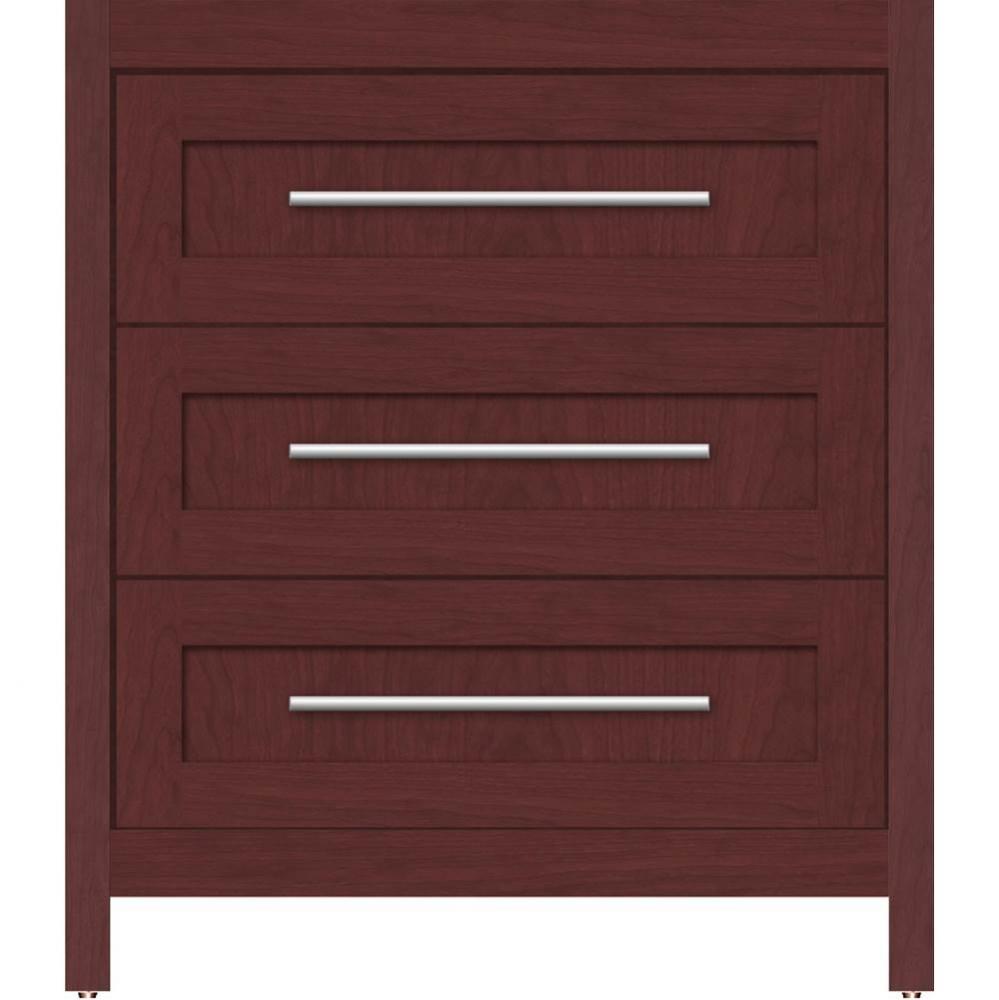 30 X 18.5 X 34.5 Belltown Vanity Shaker Dk Cherry 3 Drw