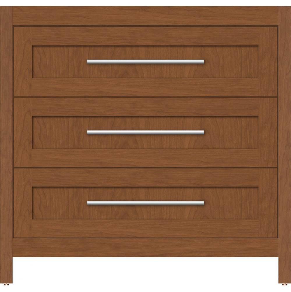 36 X 18.5 X 34.5 Belltown Vanity Shaker Cinn Cherry 3 Drw