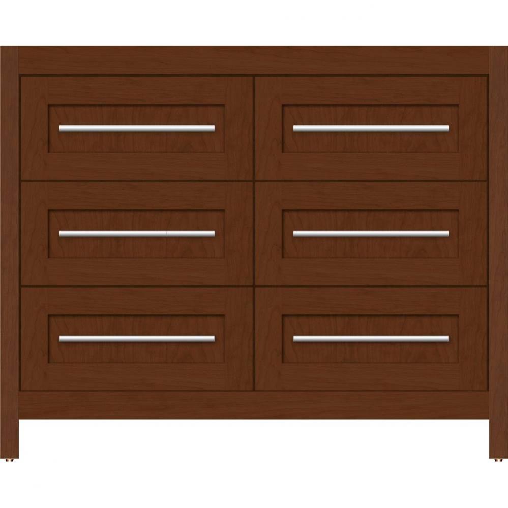 42 X 21 X 34.5 Belltown Vanity Shaker Pecan Cherry 6 Drw