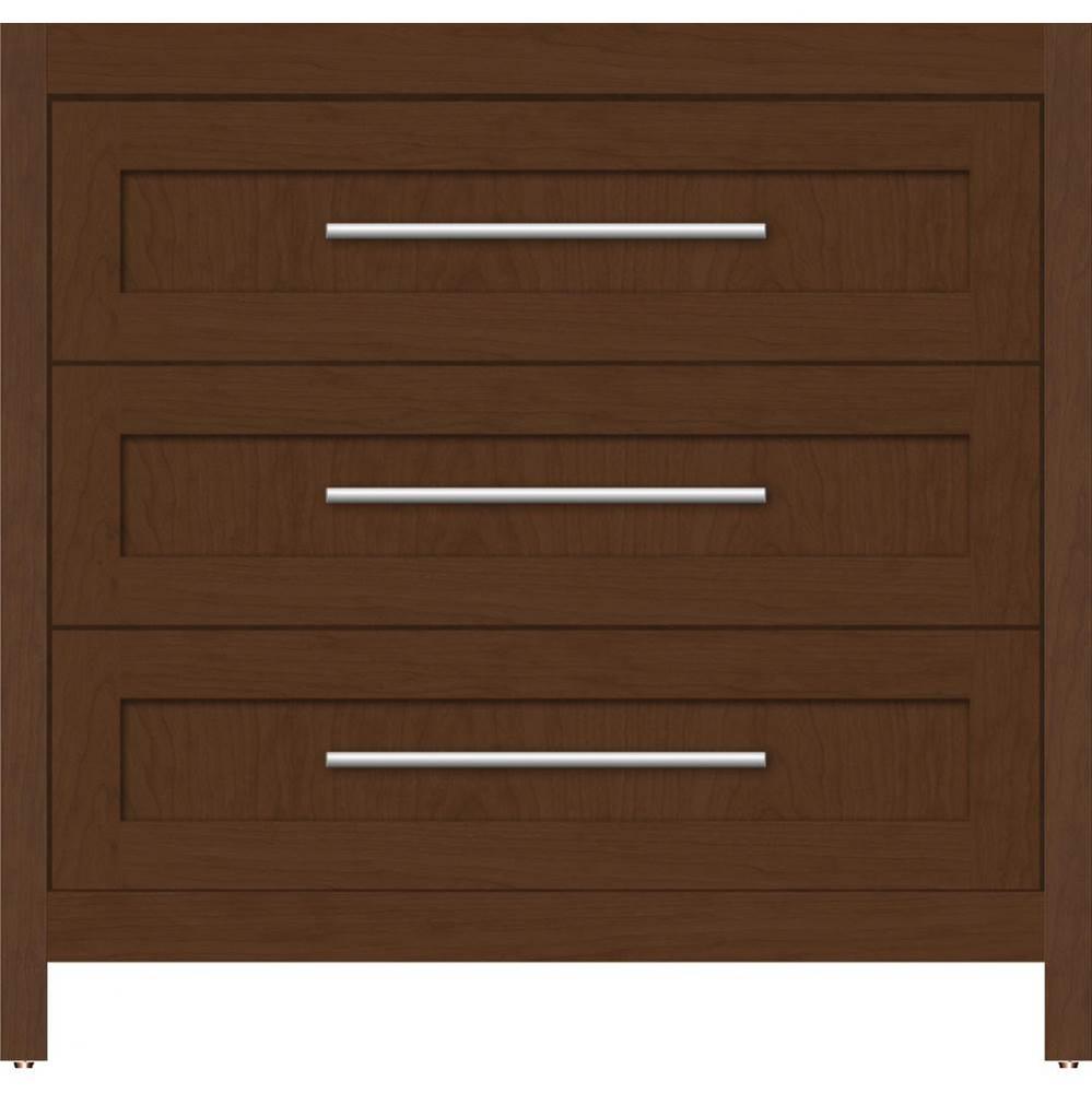 36 X 21 X 34.5 Belltown Vanity Shaker Pecan Cherry 3 Drw