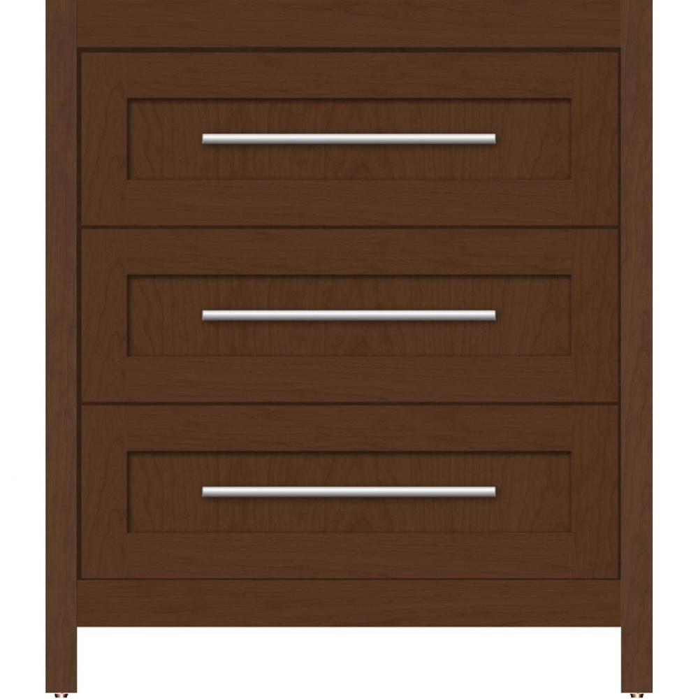 30 X 18.5 X 34.5 Belltown Vanity Shaker Pecan Cherry 3 Drw