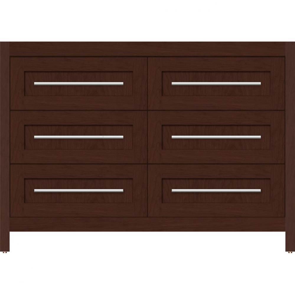 48 X 21 X 34.5 Belltown Vanity Shaker Choc Cherry 6 Drw