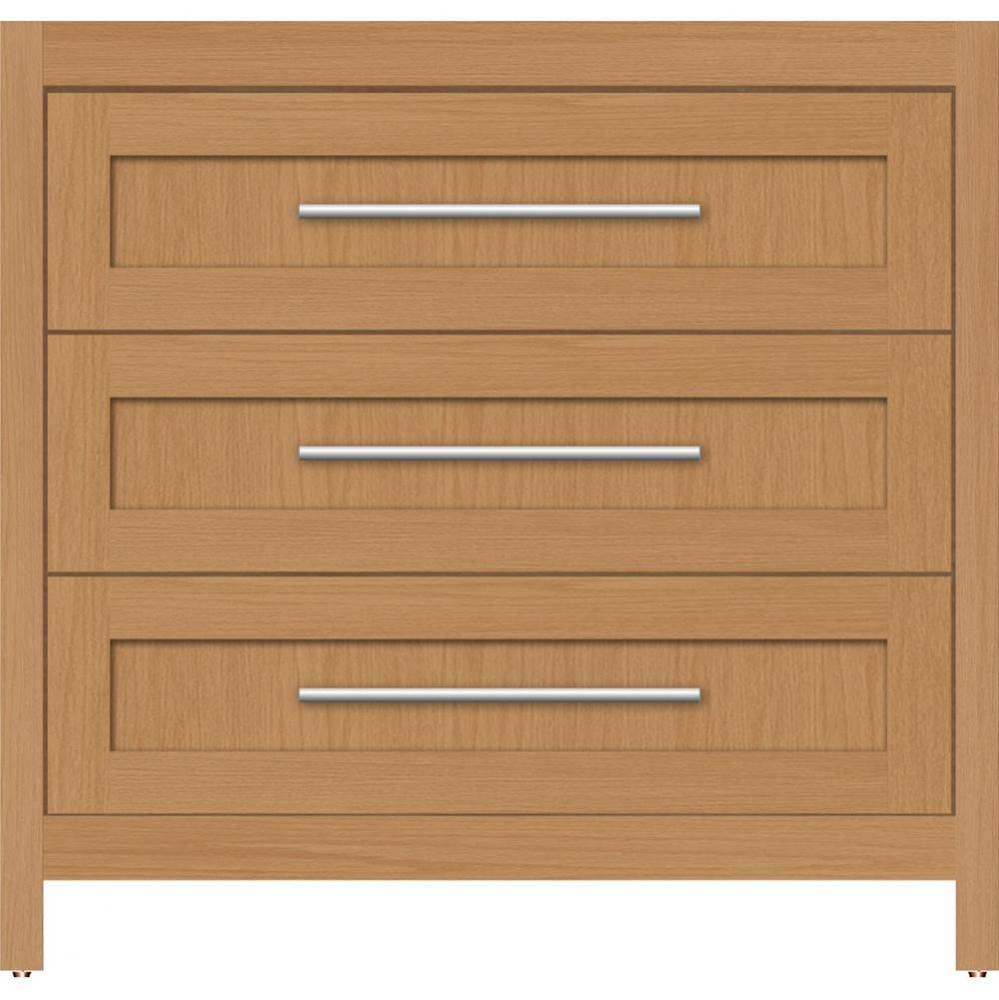 36 X 18.5 X 34.5 Belltown Vanity Shaker Nat Oak 3 Drw
