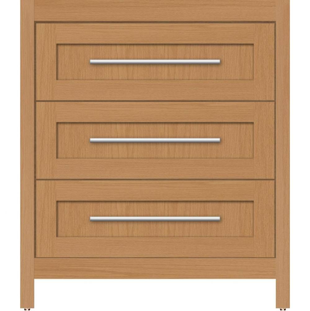 30 X 21 X 34.5 Belltown Vanity Shaker Nat Oak 3 Drw