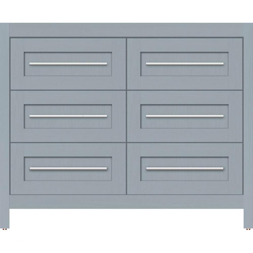 42 X 21 X 34.5 Belltown Vanity Shaker Silver Oak 6 Drw