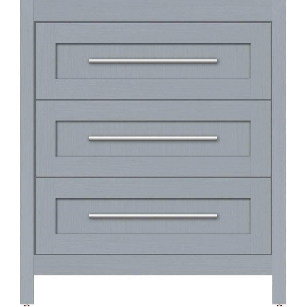 30 X 18.5 X 34.5 Belltown Vanity Shaker Silver Oak 3 Drw