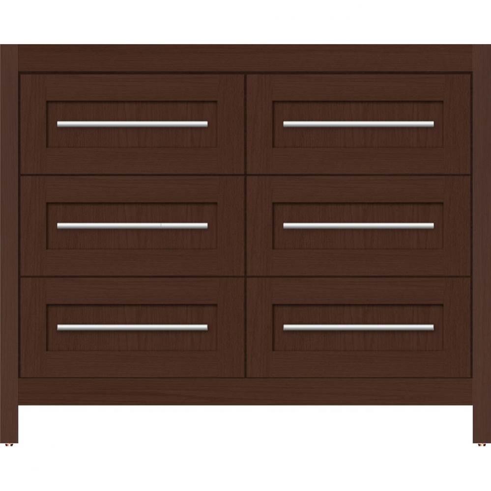 42 X 18.5 X 34.5 Belltown Vanity Shaker Choc Oak 6 Drw