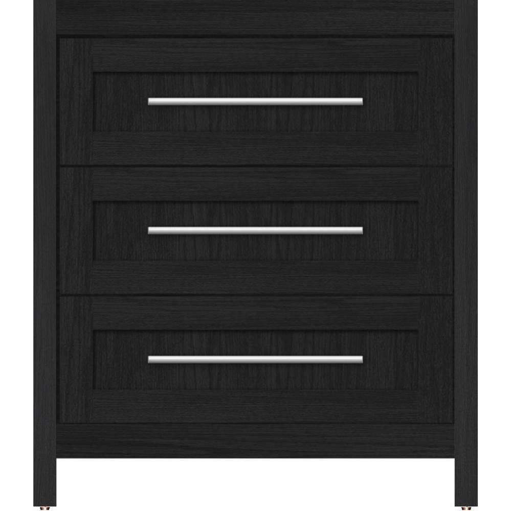 30 X 21 X 34.5 Belltown Vanity Shaker Midnight Oak 3 Drw