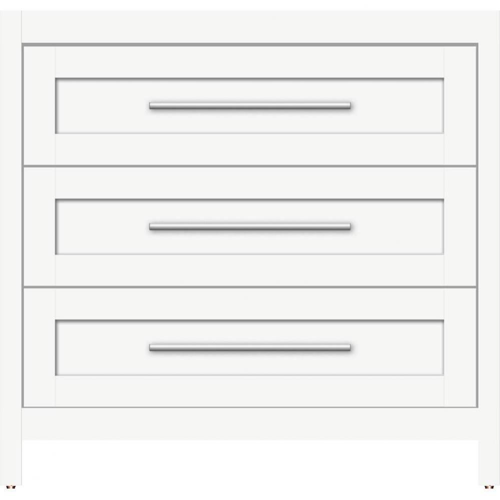36 X 21 X 34.5 Belltown Vanity Shaker Sat White 3 Drw