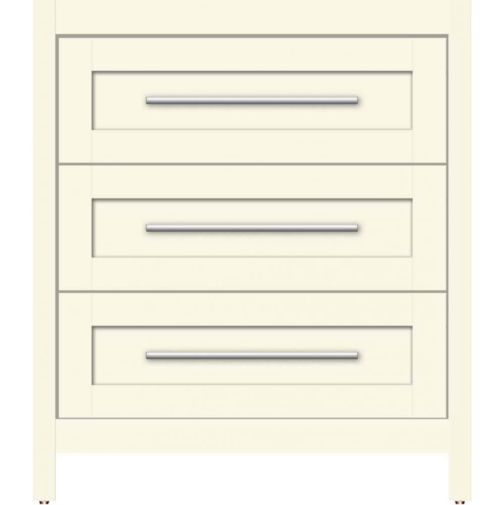 30 X 18.5 X 34.5 Belltown Vanity Shaker Sat Biscuit 3 Drw