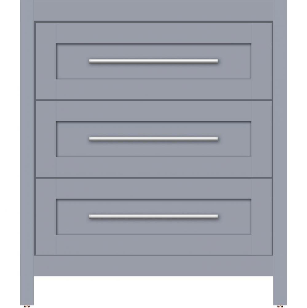 30 X 21 X 34.5 Belltown Vanity Shaker Sat Silver 3 Drw