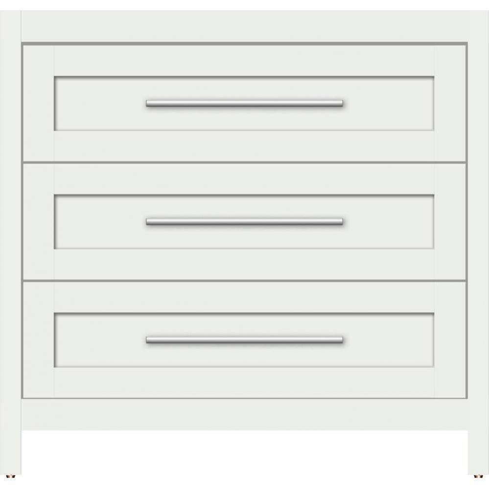 36 X 21 X 34.5 Belltown Vanity Shaker Powder Grey 3 Drw