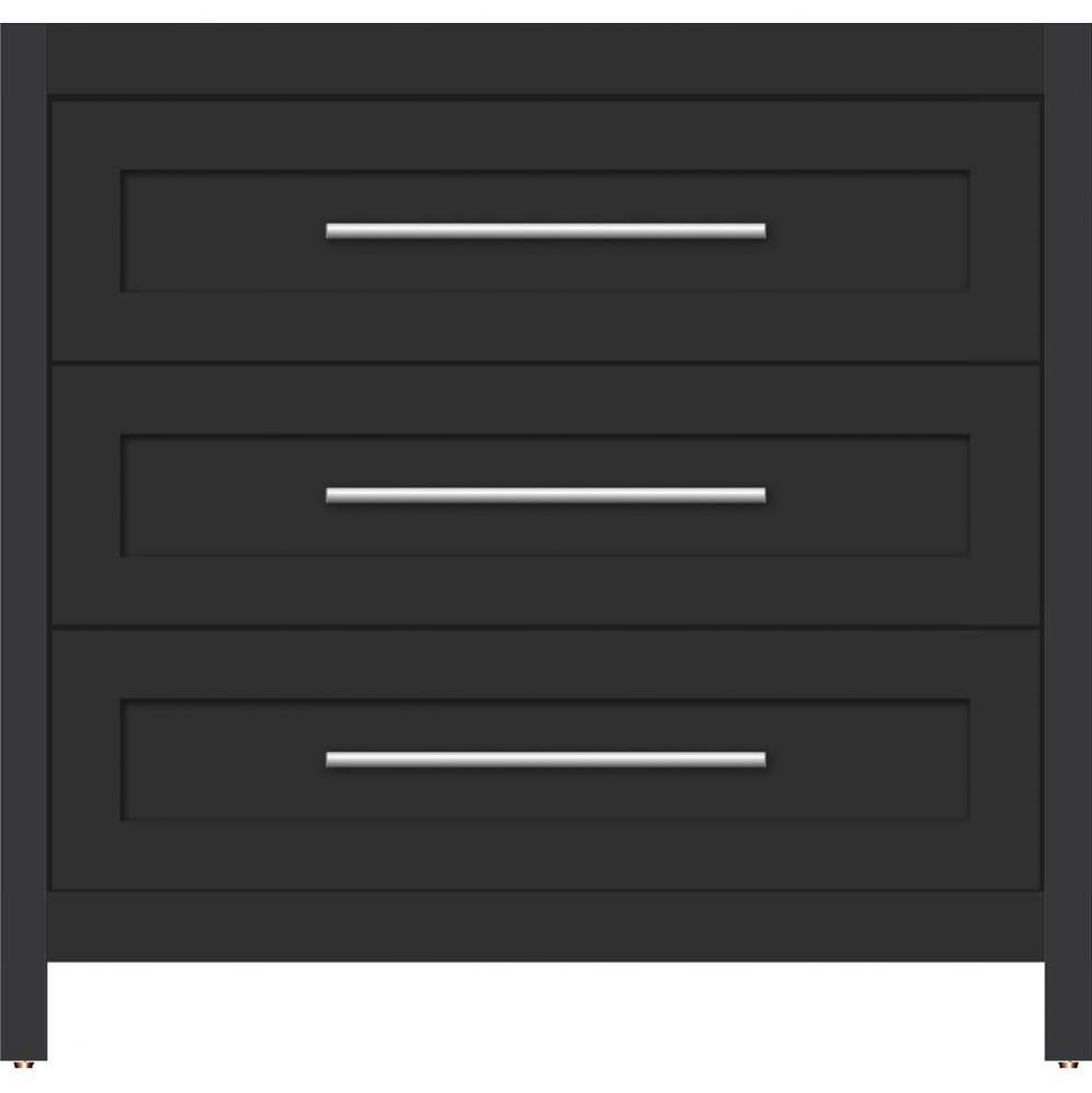 36 X 21 X 34.5 Belltown Vanity Shaker Sat Black 3 Drw