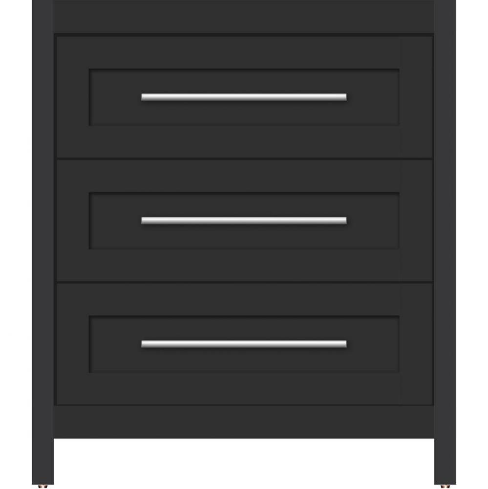 30 X 21 X 34.5 Belltown Vanity Shaker Sat Black 3 Drw