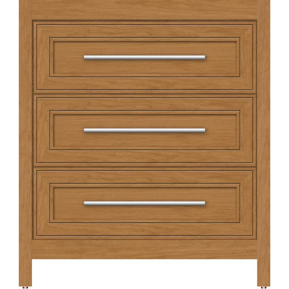 30 X 18.5 X 34.5 Belltown Vanity Deco Miter Nat Cherry 3 Drw