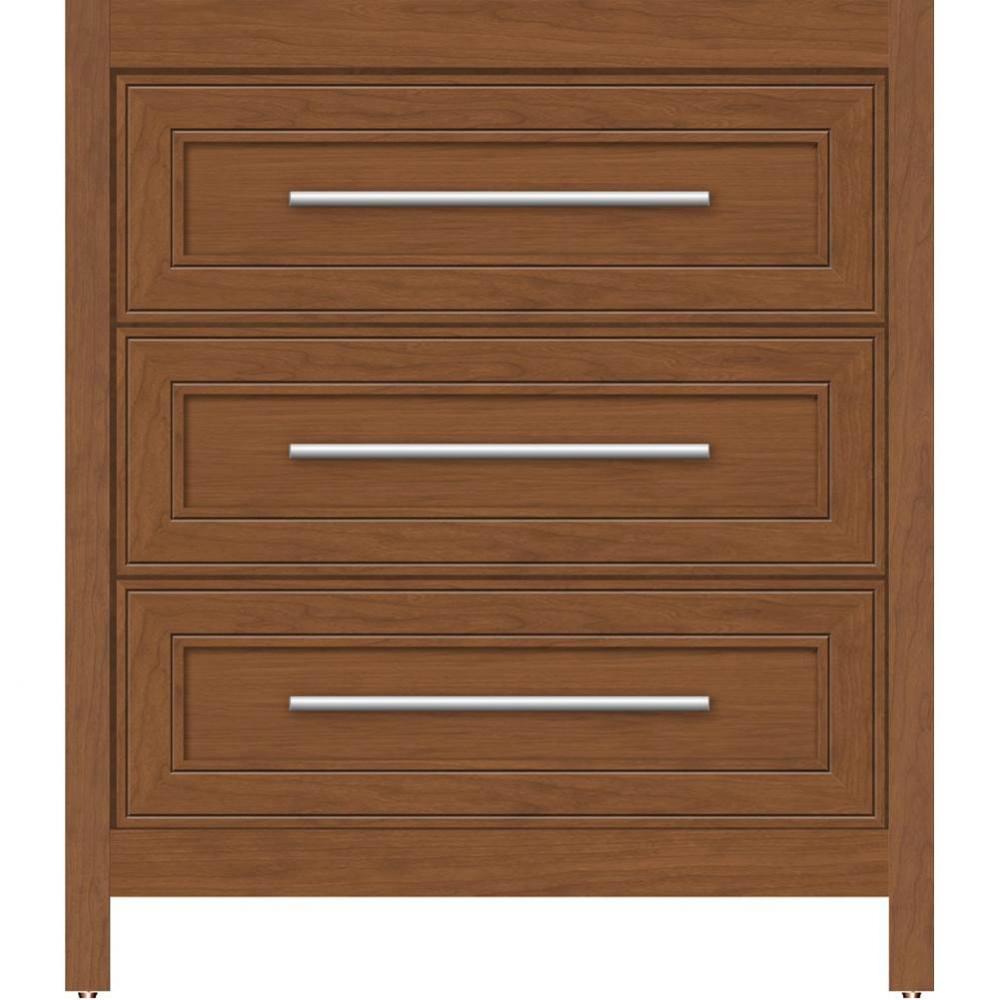 30 X 18.5 X 34.5 Belltown Vanity Deco Miter Cinn Cherry 3 Drw