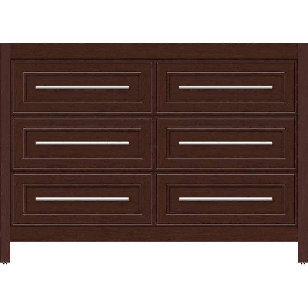 48 X 18.5 X 34.5 Belltown Vanity Deco Miter Choc Cherry 6 Drw