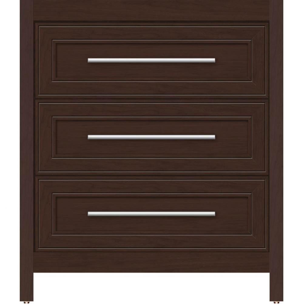 30 X 21 X 34.5 Belltown Vanity Deco Miter Choc Cherry 3 Drw