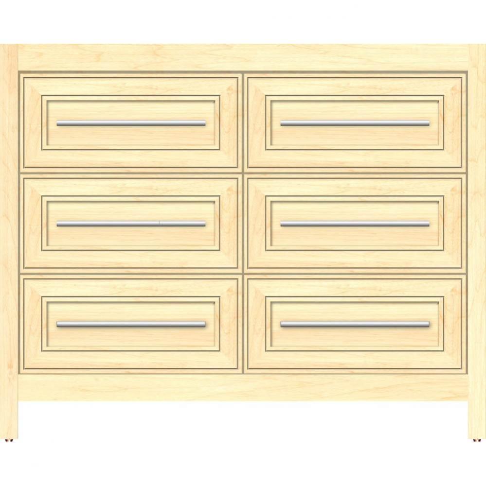 42 X 18.5 X 34.5 Belltown Vanity Deco Miter Nat Maple 6 Drw