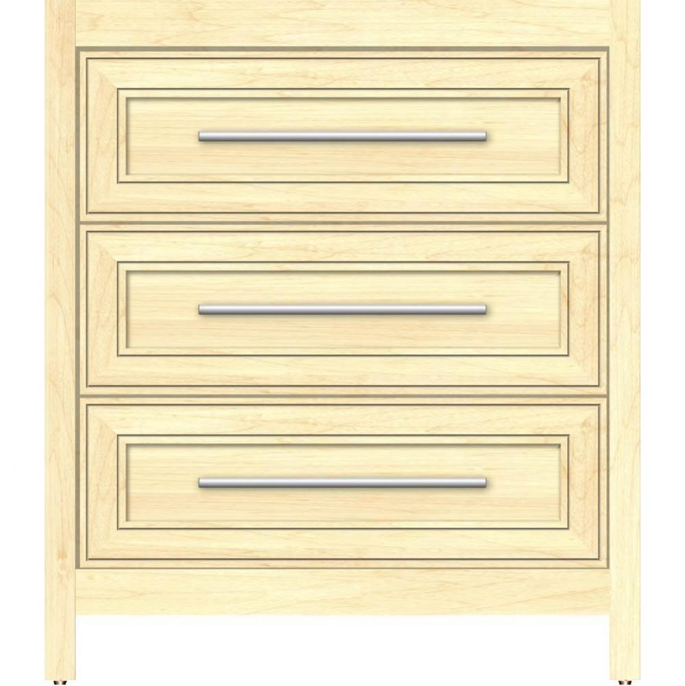 30 X 18.5 X 34.5 Belltown Vanity Deco Miter Nat Maple 3 Drw