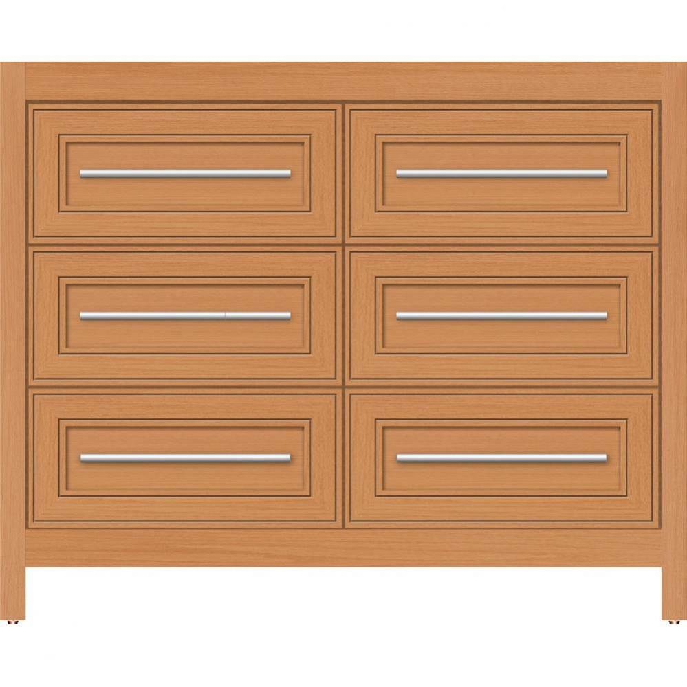 42 X 21 X 34.5 Belltown Vanity Deco Miter Nat Oak 6 Drw