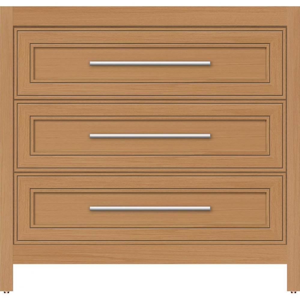 36 X 21 X 34.5 Belltown Vanity Deco Miter Nat Oak 3 Drw