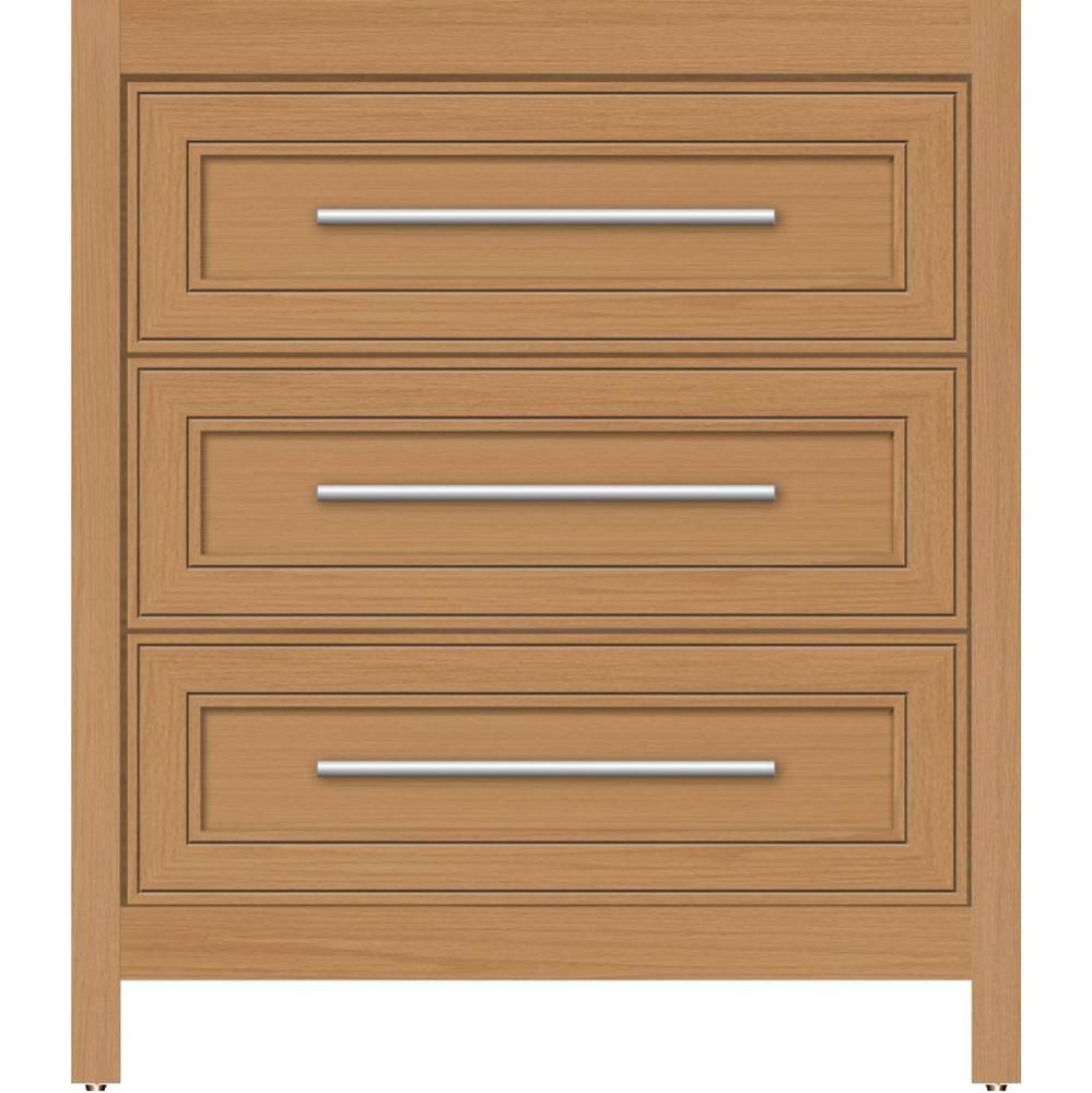 30 X 21 X 34.5 Belltown Vanity Deco Miter Nat Oak 3 Drw