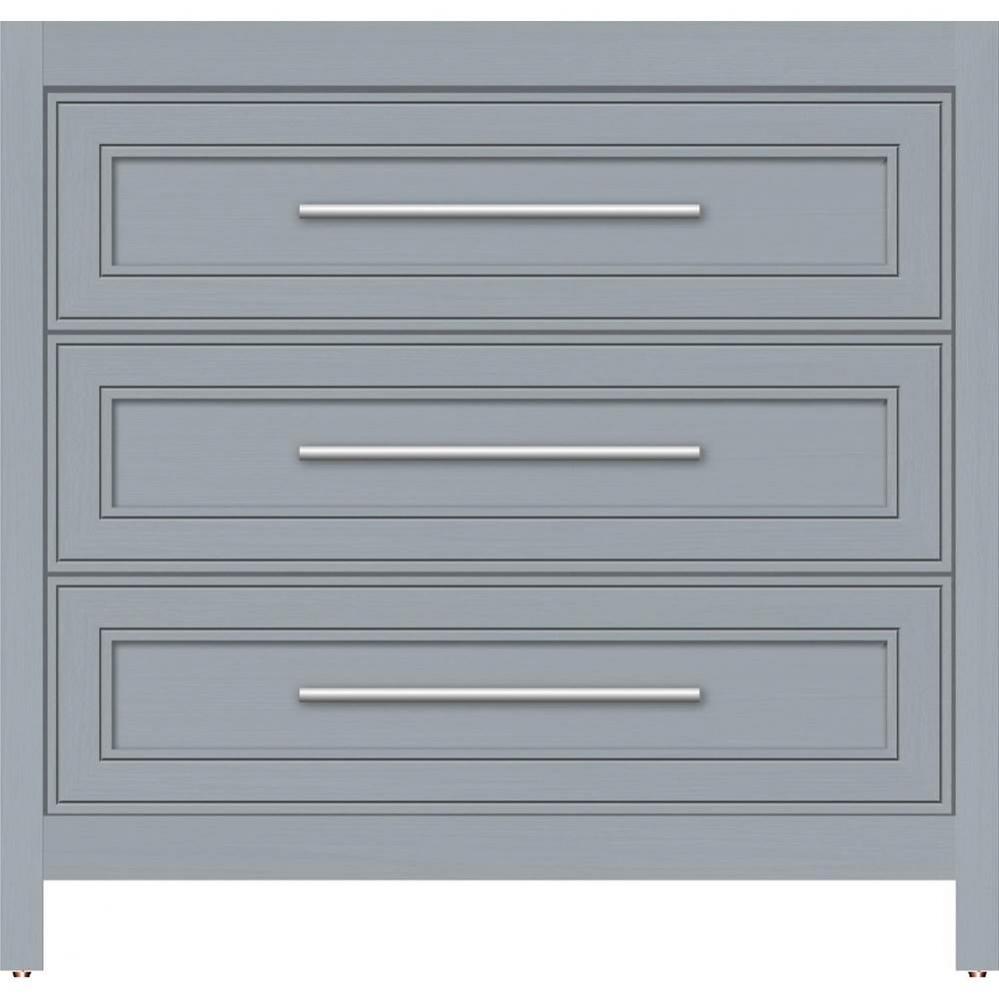 36 X 21 X 34.5 Belltown Vanity Deco Miter Silver Oak 3 Drw