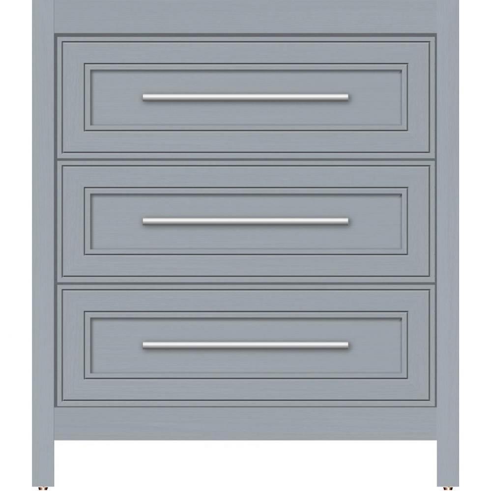 30 X 21 X 34.5 Belltown Vanity Deco Miter Silver Oak 3 Drw
