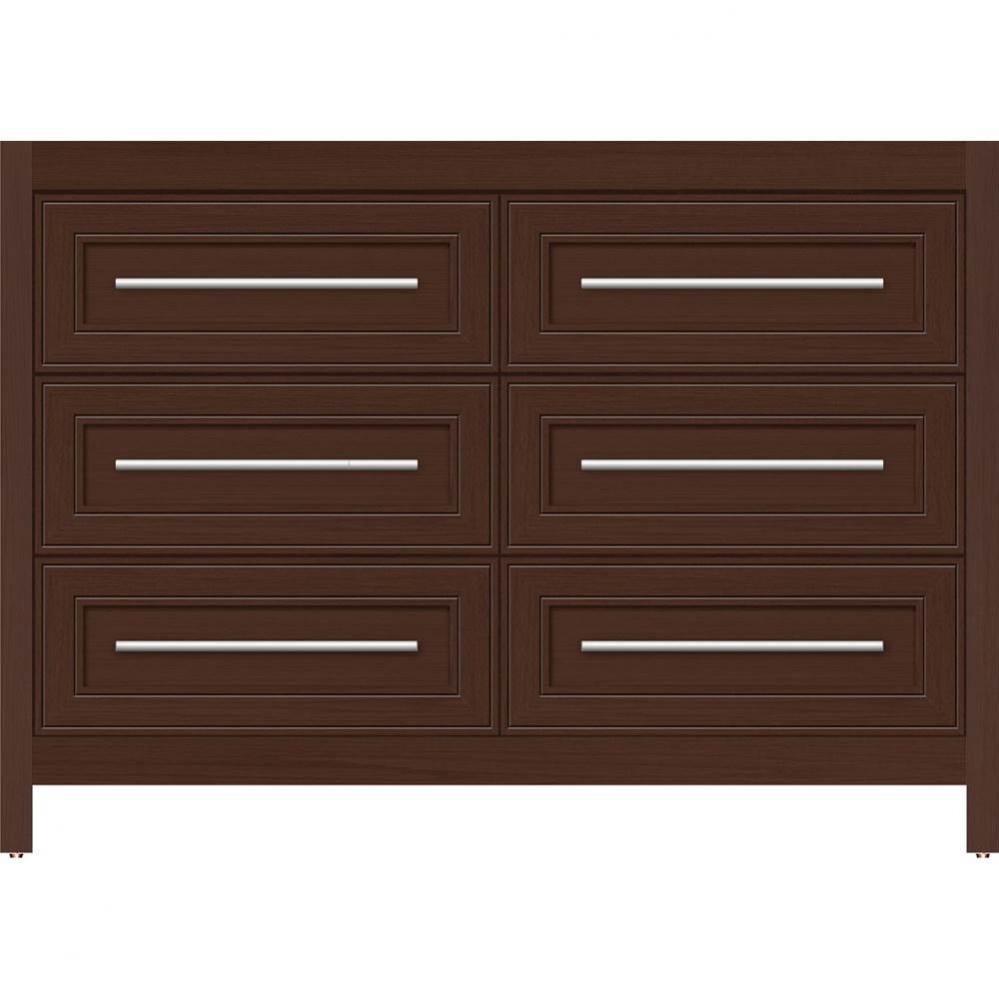 48 X 18.5 X 34.5 Belltown Vanity Deco Miter Choc Oak 6 Drw