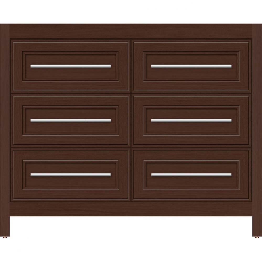 42 X 18.5 X 34.5 Belltown Vanity Deco Miter Choc Oak 6 Drw