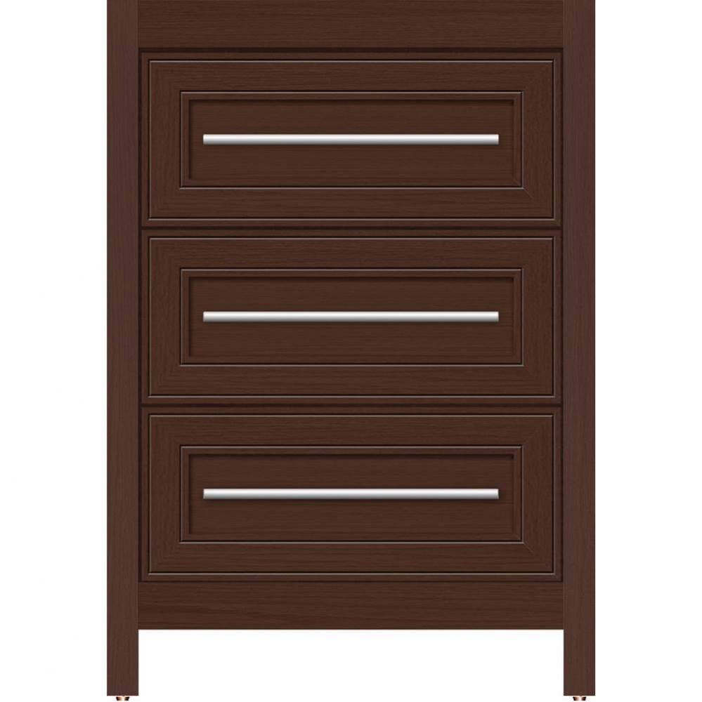 24 X 18.5 X 34.5 Belltown Vanity Deco Miter Choc Oak 3 Drw