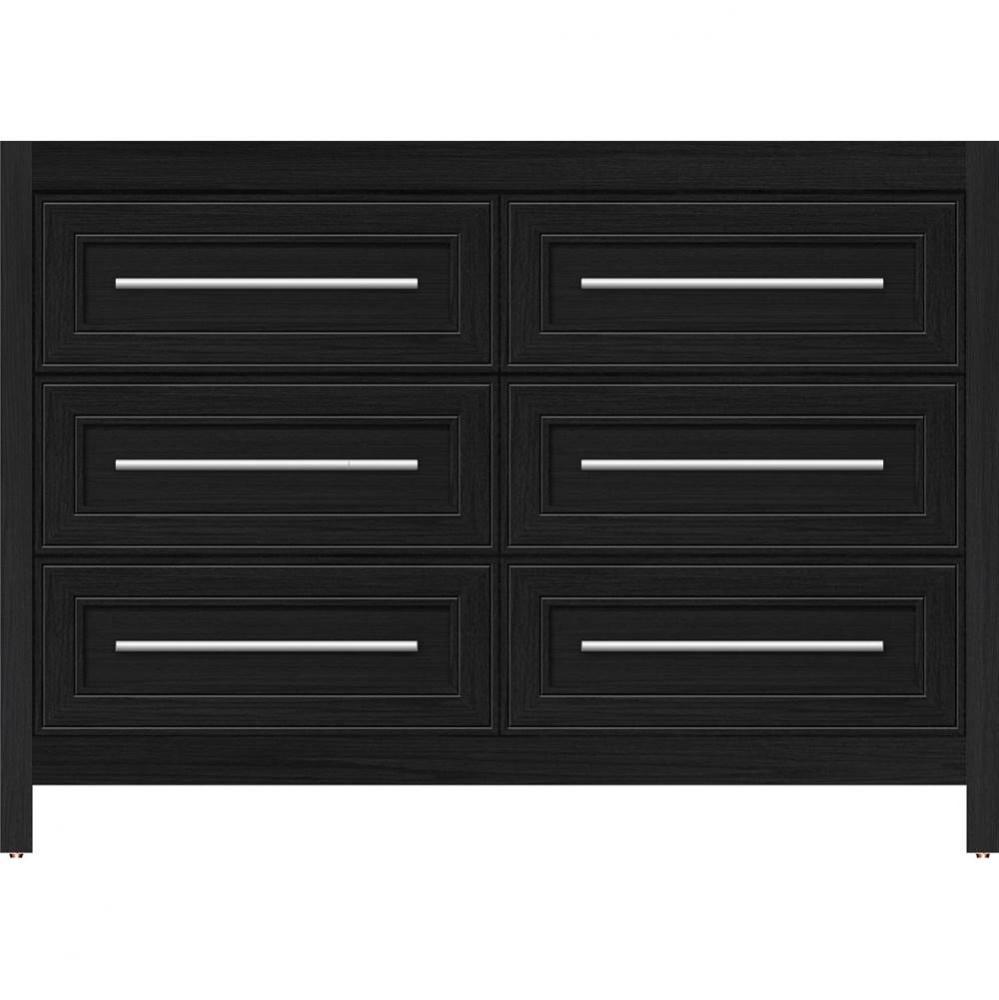 48 X 18.5 X 34.5 Belltown Vanity Deco Miter Midnight Oak 6 Drw