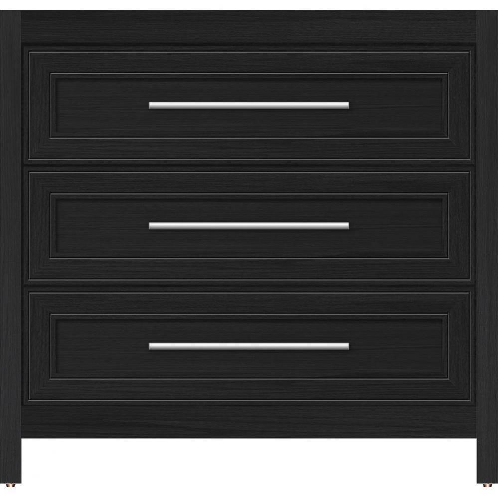36 X 21 X 34.5 Belltown Vanity Deco Miter Midnight Oak 3 Drw