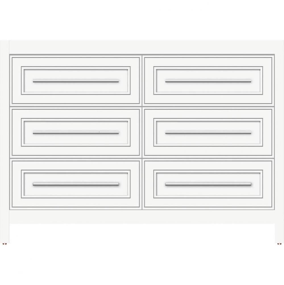 48 X 21 X 34.5 Belltown Vanity Deco Miter Sat White 6 Drw