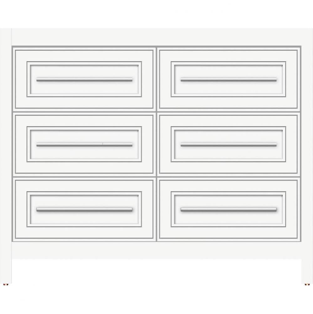 42 X 21 X 34.5 Belltown Vanity Deco Miter Sat White 6 Drw