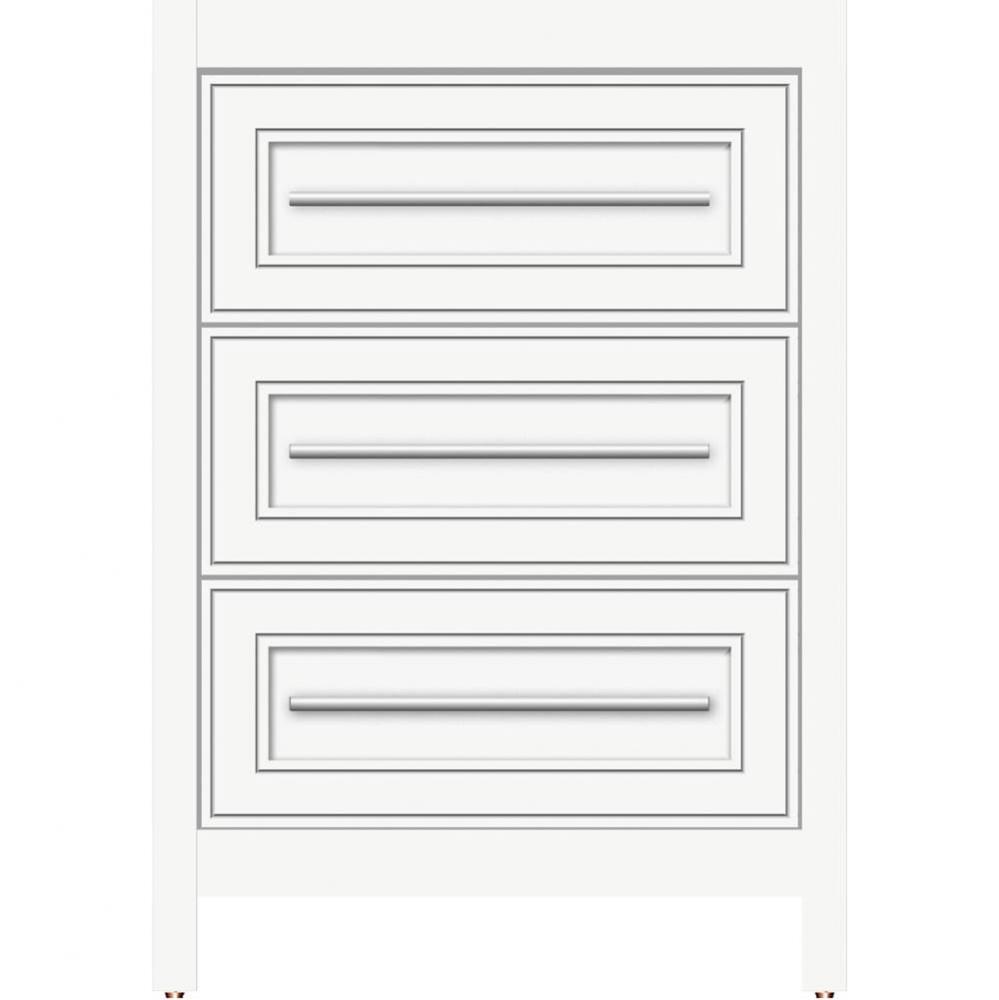 24 X 18.5 X 34.5 Belltown Vanity Deco Miter Sat White 3 Drw