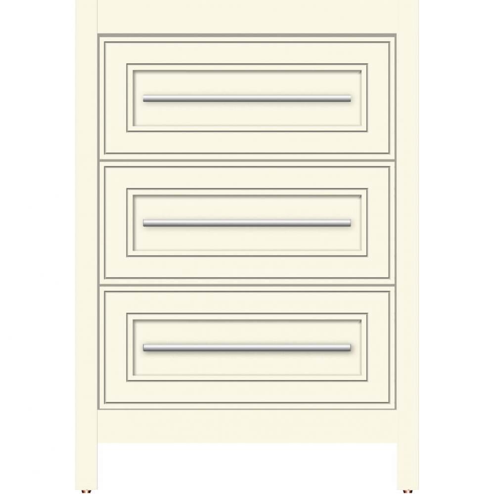 24 X 21 X 34.5 Belltown Vanity Deco Miter Sat Biscuit 3 Drw